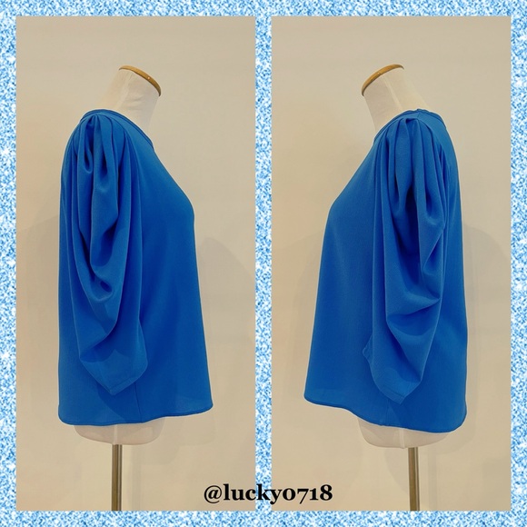 Vici EUC Kingston Statement Sleeve Top in Blue Sz S - Picture 5 of 8